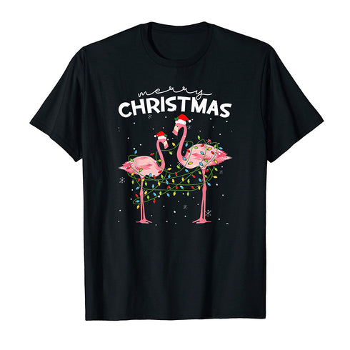 Merry Christmas Pink Flamingo Christmas Matching Family Unisex T-shirt For Men & For Women R1144